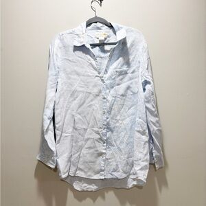 C&C California Mixed Print Light Blue Linen Button-Up Shirt Beach Casual L